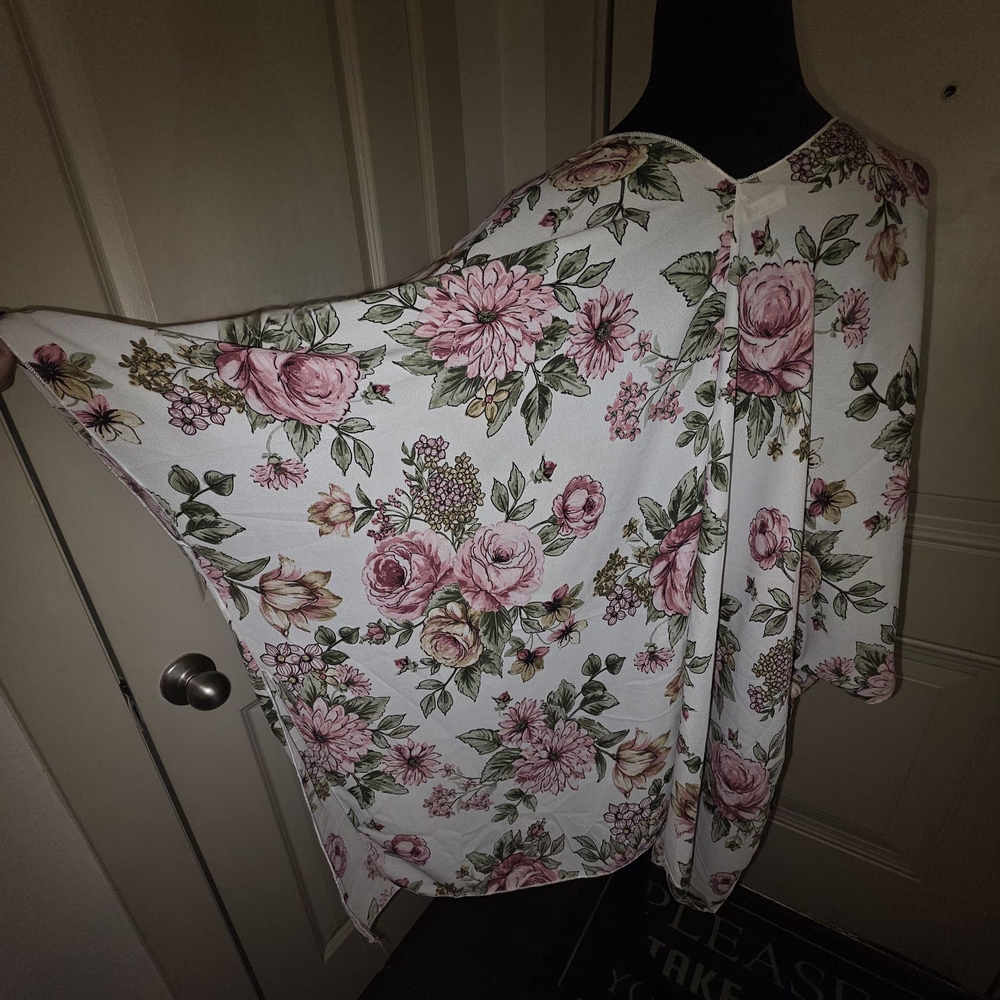 Magic Fit Floral Kimono Swim Cover-Up Duster‎ 1x